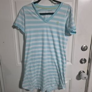 Lauren Ralph Lauren Light Blue & White Striped Nightgown Dress Size Medium